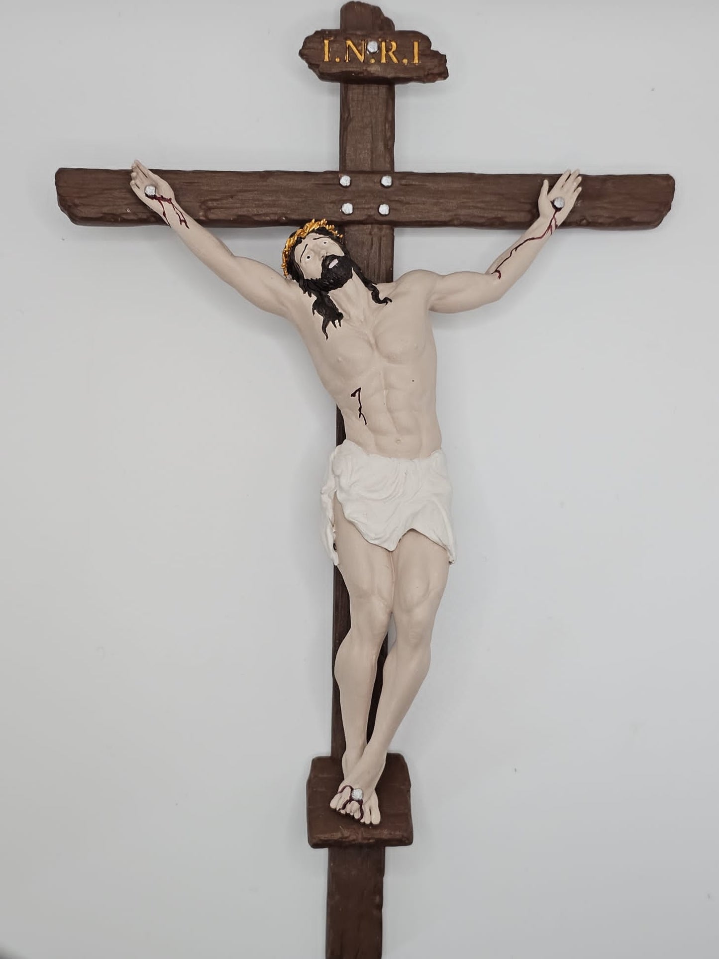 Crucifix 25 cm peint à la main